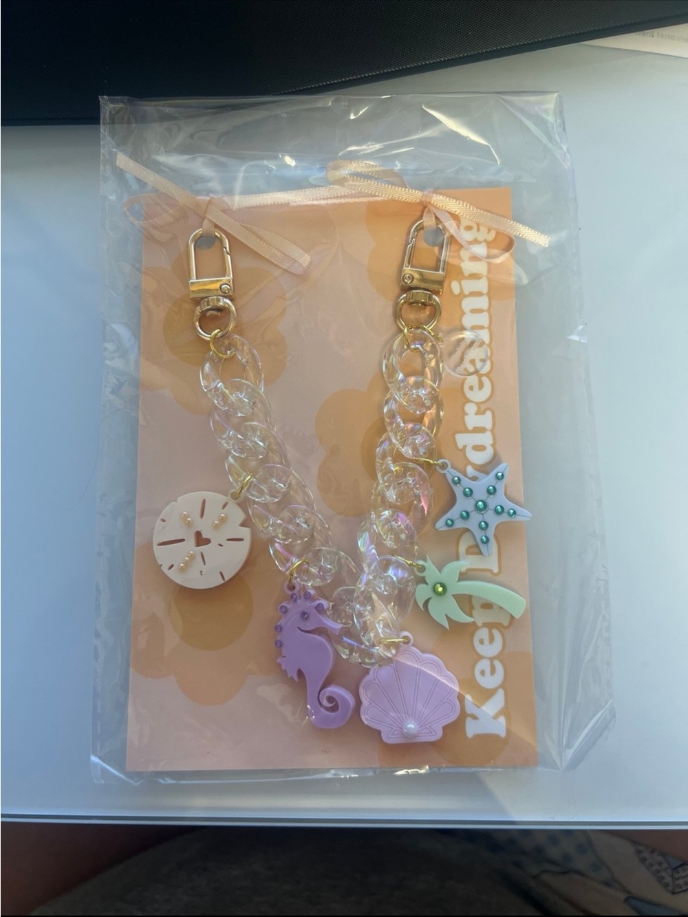 Dainty Daydreams Iridescent Charm Bag Chain with Pastel Sea Charms